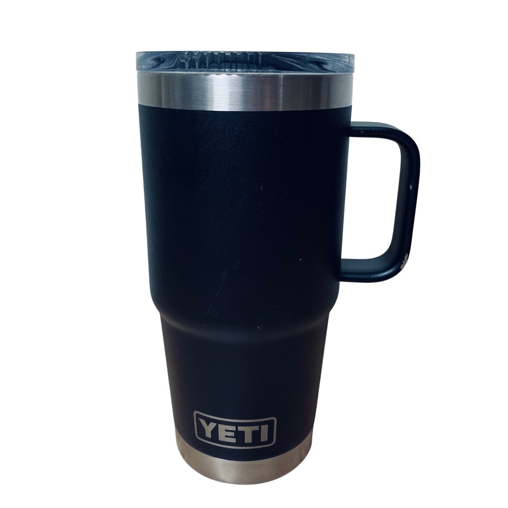 YETI Rambler 20 oz. Travel Mug with Stronghold Lid Black Stainless Steel Tumbler